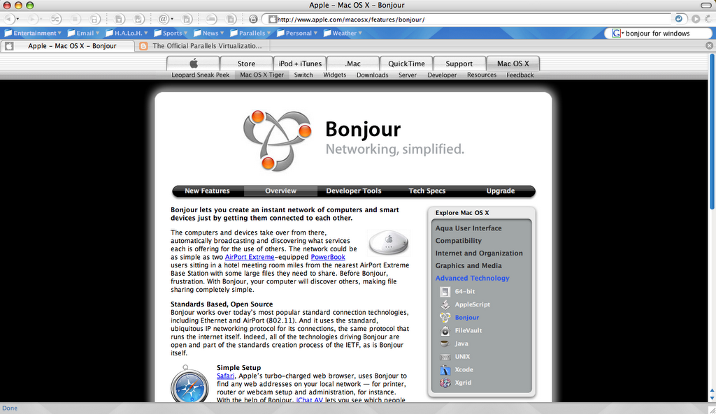 What is the Bonjour program?